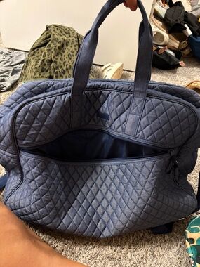 Quilted Navy Weekender Tote Bag - Navy